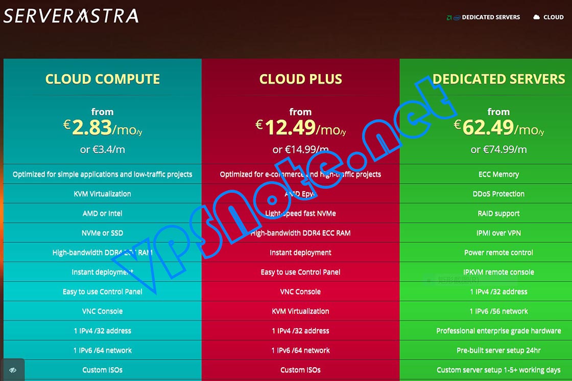 Serverastra - 大带宽大流量VPS,4TB流量@10G带宽,可选美国和匈牙利机房,每月$2.83起