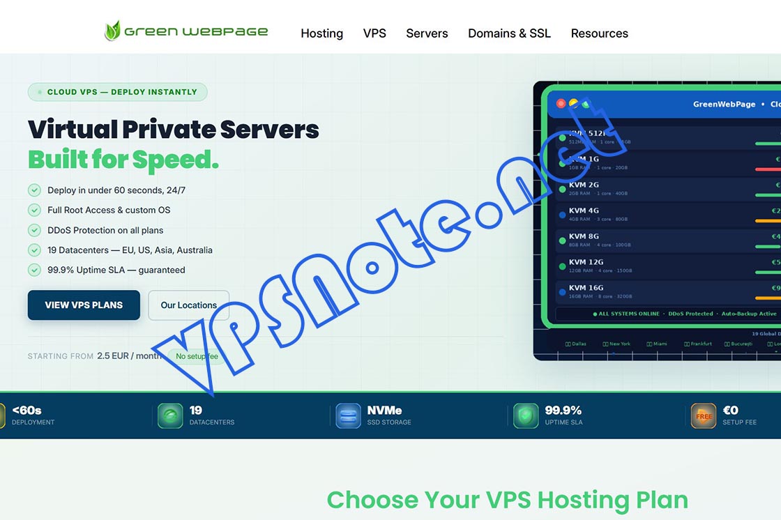 GreenWebPage - AMD EPYC VPS半价优惠促销，每年€14.99起