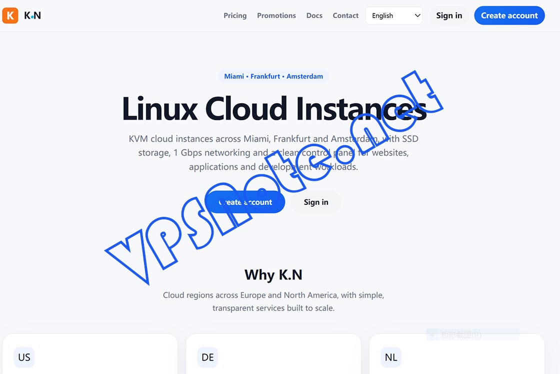 K.N Cloud - KVM VPS，入站流量免费，可选美国/德国/荷兰机房，$4.99/月起